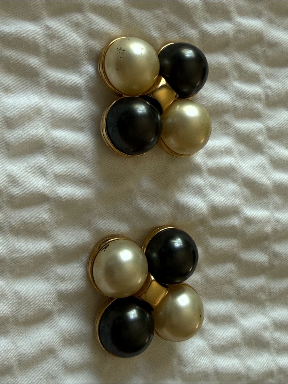 Vintage Pearl Cluster Clip-On Earrings Large Statement
